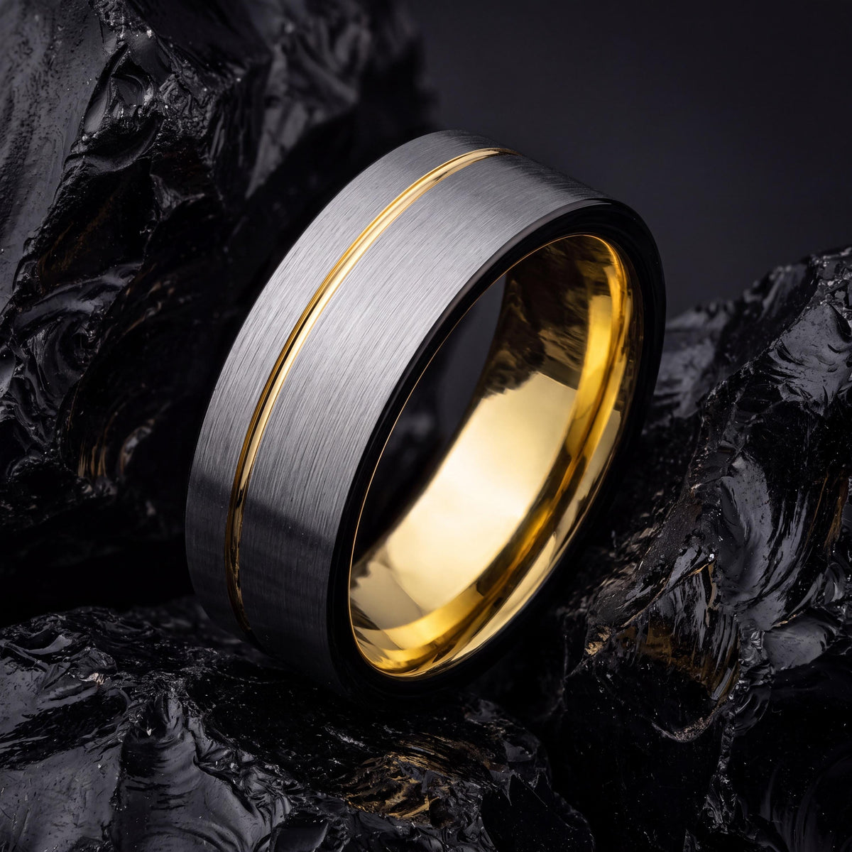 Tungsten Wedding Band,Mens Wedding Band Tungsten,Men Wedding Ring,Man Wedding Bands,Gold Stackable Rings,Wide Silver Ring,Mens Rings Black,8