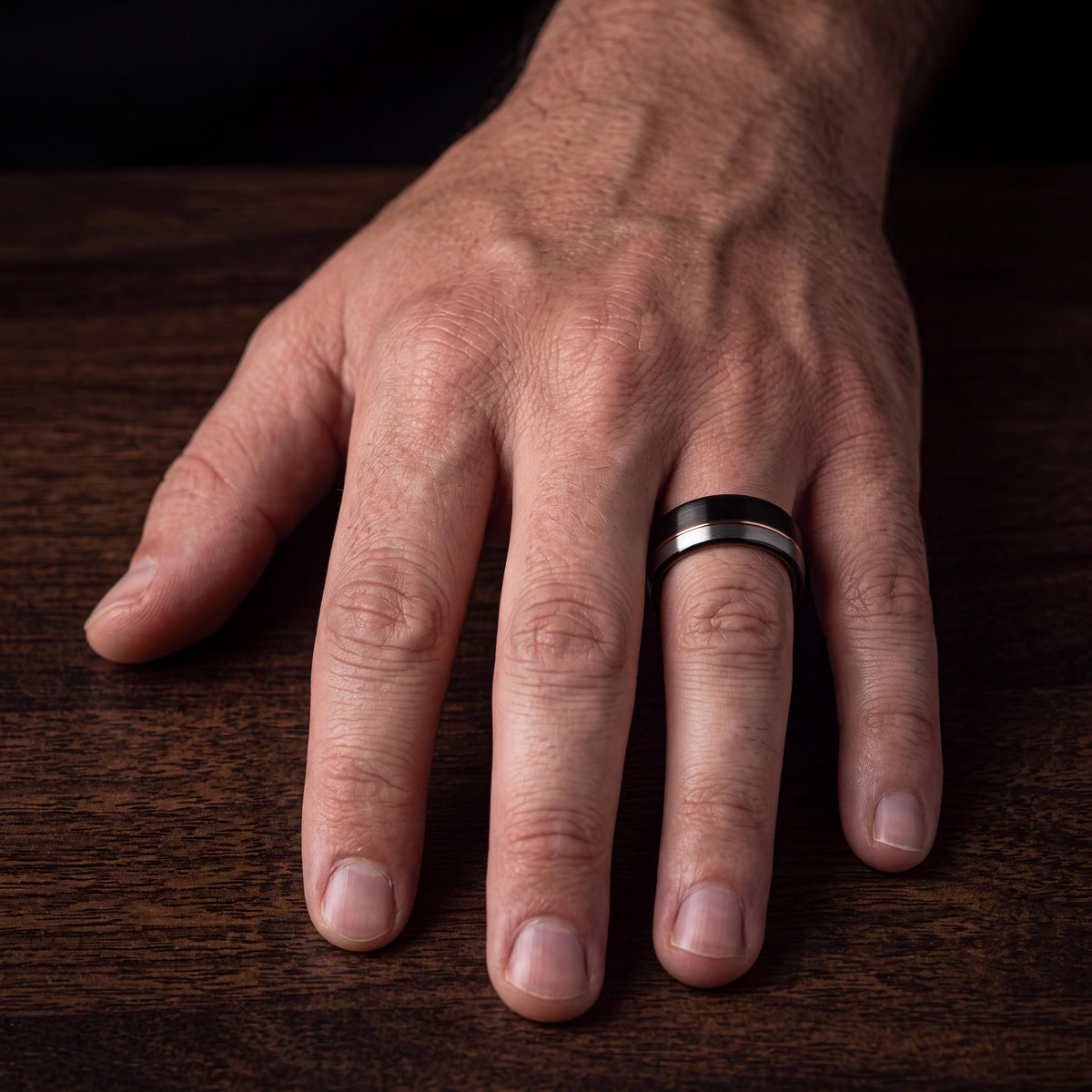 Wedding Bands Set,4Mm Wedding Band,Black Rose Gold Wedding Band Tungsten,Silver Chunky Rings,Rose Gold Engagement Ring,Newly Wed Gifts Black