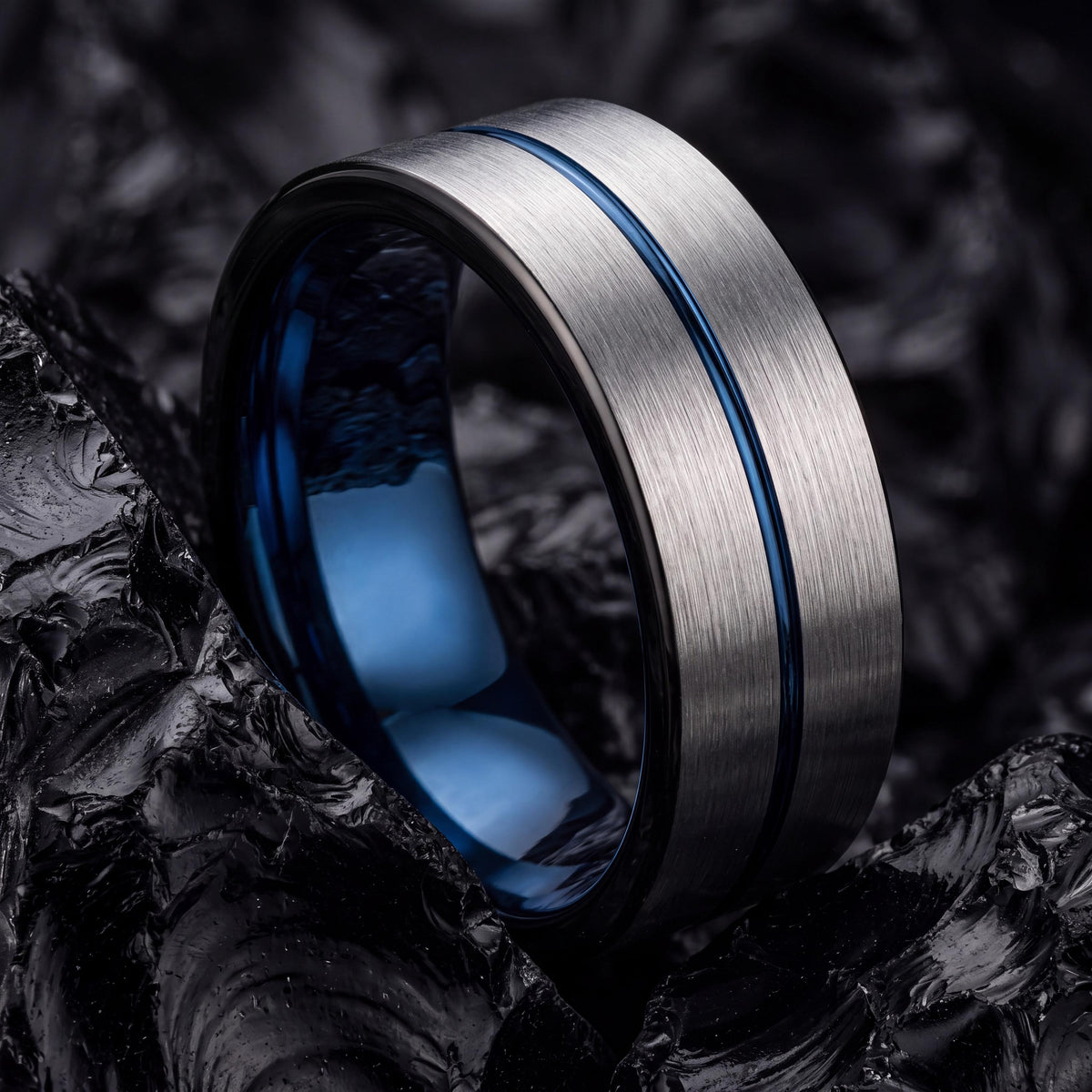 Tungsten Wedding Band,Mens Wedding Band Tungsten,Wedding Rings,Thin Wedding Band,Custom Silver Ring,Black Wedding Band Men,Blue Wedding Ring