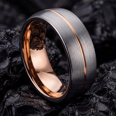Wedding Band,Mens Tungsten Wedding Band,Unique Wedding Bands,Mens Wedding Band Etched,Gunmetal,Dainty Silver Rings,Rose Gold Cursive Letters