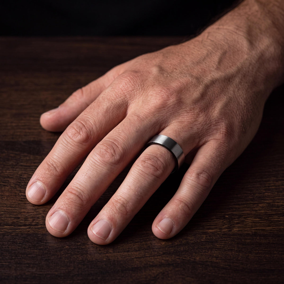 Tungsten Carbide Wedding Band, Black & Silver Bevel Ring, 6mm