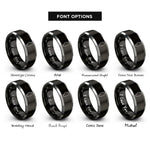 font options for inside engraving on black & silver illinois rings