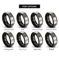 font options for inside engraving on black & gray illinois rings