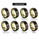 font options for inside engraving on gunmetal & gold illinois rings