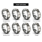 font options for inside engraving on silver imidazole ring rings