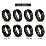 font options for inside engraving on black impact driver rings