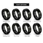 font options for inside engraving on black impact driver rings