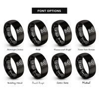 font options for inside engraving on black impact driver rings