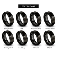 font options for inside engraving on black impact driver rings