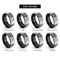 font options for inside engraving on black & gray impact wheel gun rings