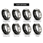 font options for inside engraving on black & silver impact wheel gun rings
