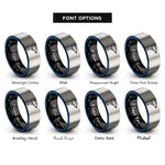 font options for inside engraving on black & blue & grey impact wrench rings