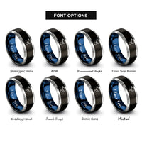 font options for inside engraving on black & blue & silver impact wrench rings