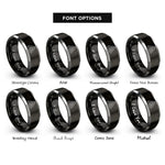 font options for inside engraving on black & gray impossible triangles rings