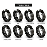 font options for inside engraving on black & gray impossible triangles rings