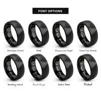 font options for inside engraving on black impossible triangles rings