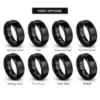 font options for inside engraving on black impossible triangles rings