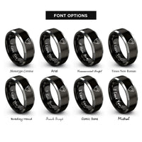 font options for inside engraving on black & gray in ear earbuds rings