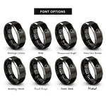 font options for inside engraving on black & gray in ear monitors rings
