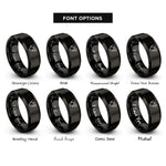 font options for inside engraving on black in ear monitors rings