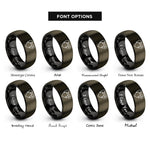 font options for inside engraving on gunmetal & black in ear monitors rings