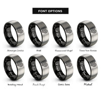 font options for inside engraving on black & gray index contour rings