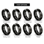 font options for inside engraving on black & gray index contour rings