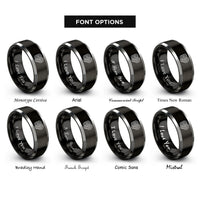 font options for inside engraving on black & gray index contour rings