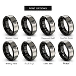 font options for inside engraving on black & silver index contour rings