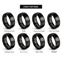 font options for inside engraving on black index contour rings