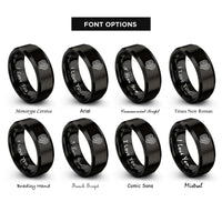 font options for inside engraving on black index contour rings