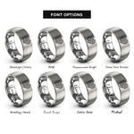 font options for inside engraving on silver index contour rings
