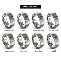 font options for inside engraving on silver index contour rings