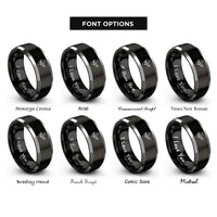 font options for inside engraving on black & grey india rings