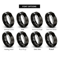 font options for inside engraving on black & grey india rings