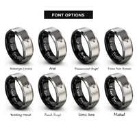font options for inside engraving on black & grey india rings