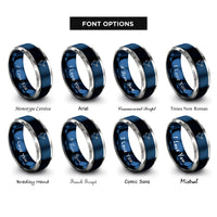 font options for inside engraving on blue & grey india rings