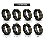font options for inside engraving on gunmetal & black india rings