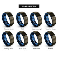 font options for inside engraving on gunmetal & blue india rings