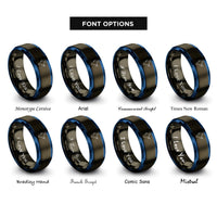 font options for inside engraving on gunmetal & blue india rings