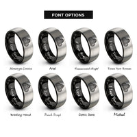font options for inside engraving on black & gray indianapolis motor speedway rings