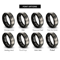 font options for inside engraving on black & grey indianapolis motor speedway rings
