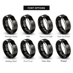 font options for inside engraving on black & gray indianapolis motor speedway rings