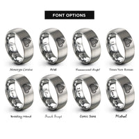 font options for inside engraving on grey indianapolis motor speedway rings
