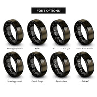 font options for inside engraving on gunmetal & black indianapolis motor speedway rings