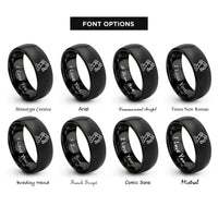 font options for inside engraving on black industrial robot arm rings