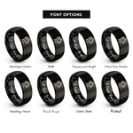 font options for inside engraving on black industrial robot arm rings