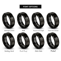 font options for inside engraving on black industrial robot arm rings