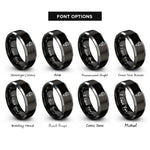 font options for inside engraving on black & silver industrial sensor rings
