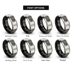 font options for inside engraving on black & silver industrial sensor rings